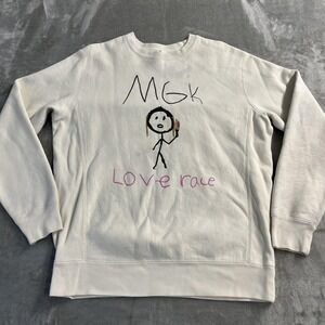 Independent Trading Company Sweatshirt Mens M White MGK Love Race Graphic Fleece